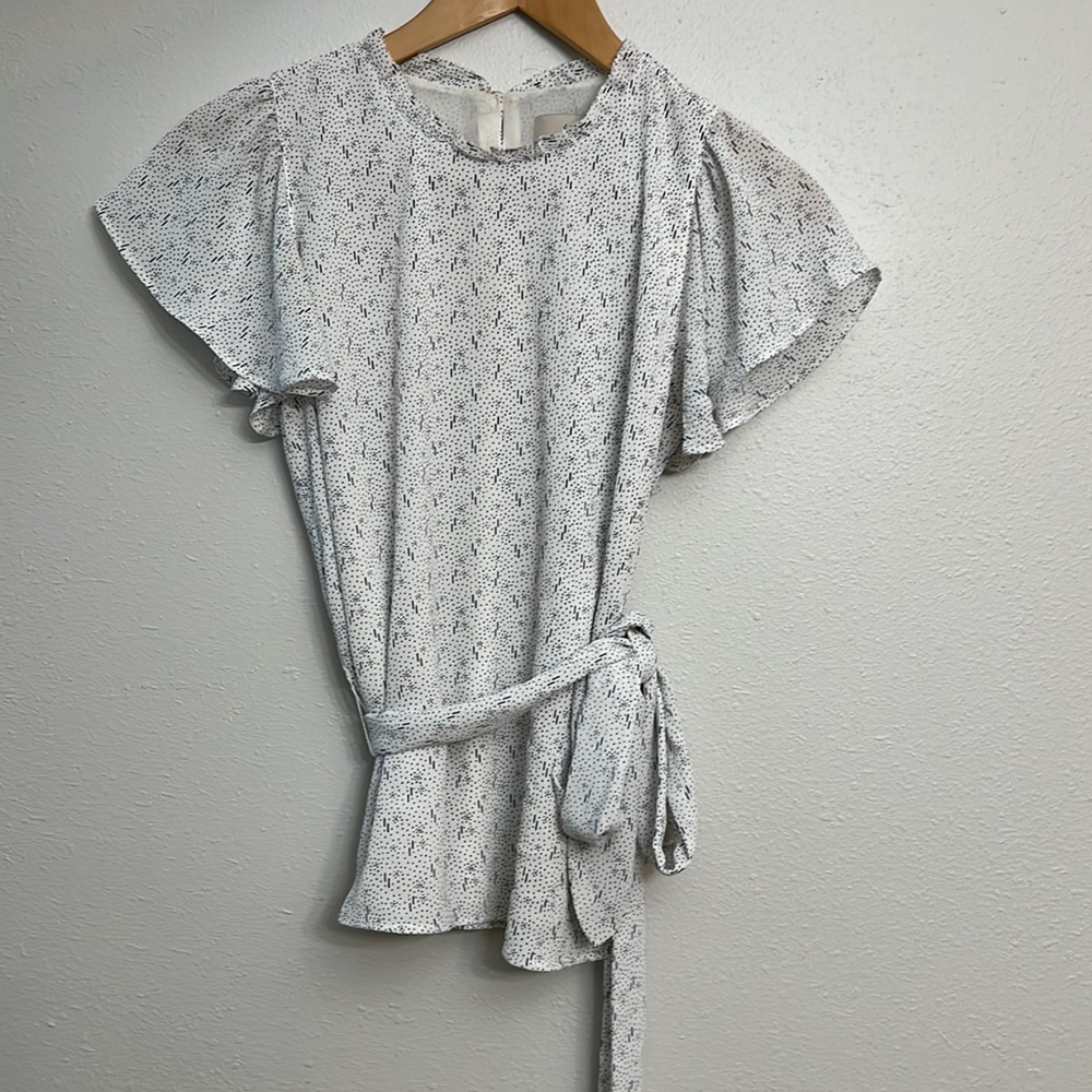 Loft Flutter sleeve tie waist blouse